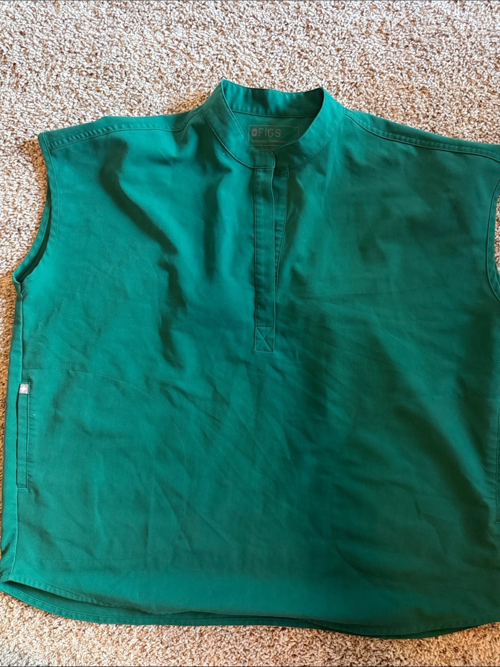 FIGS hunter Green Sleeveless Mandarin Collar Top